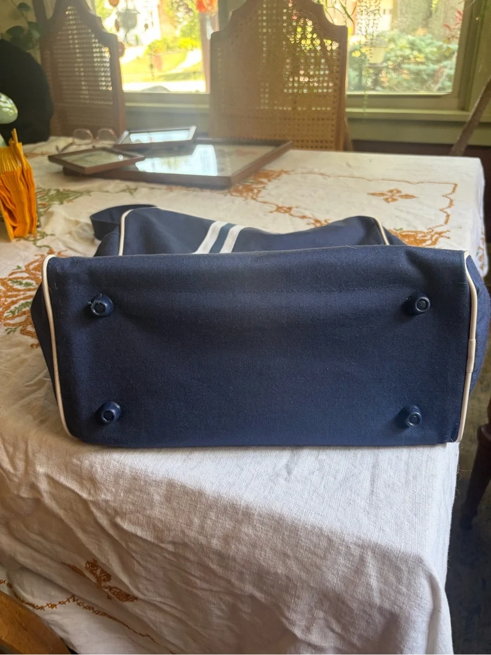 VINTAGE Europa Travel Cleveland Navy Canvas Crossbody Bag